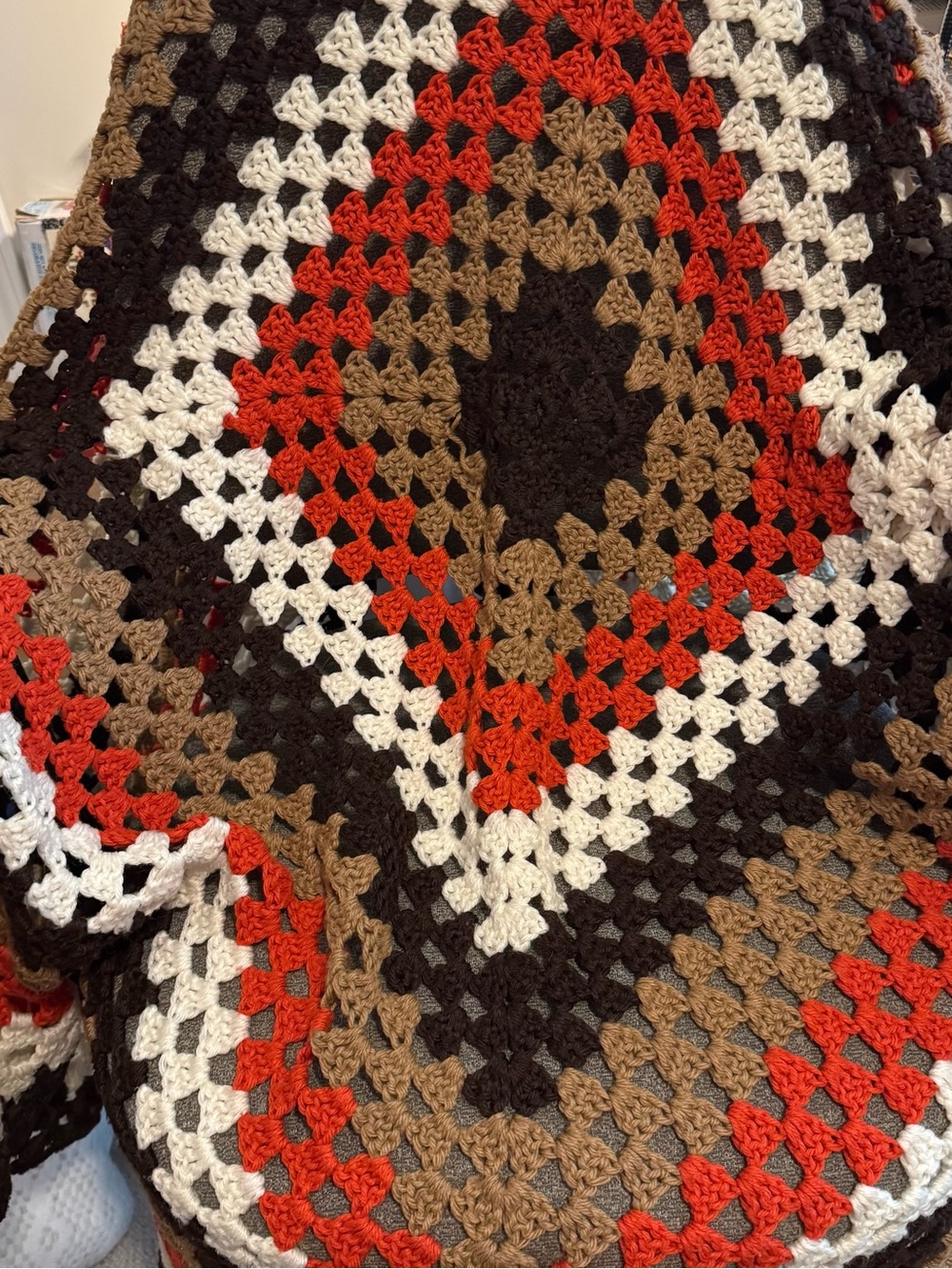 Handmade Crochet Afghan Blanket 70 X 75 Approx Fall Colors Granny Core